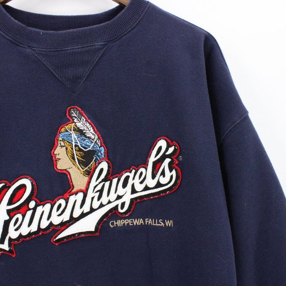 Vintage Leinenkugel's Chippewa Falls Crewneck Sweatshirt Mens Navy Blue XL USA - Picture 2 of 11